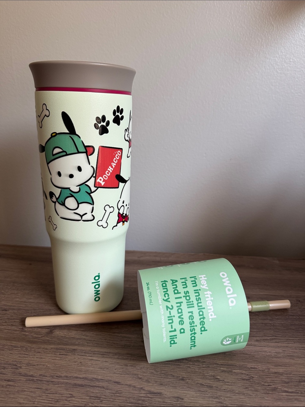 Owala Pochacco Mint Green Insulated Travel Tumbler